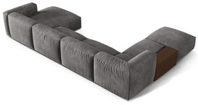 Divano angolare componibile grigio (con penisola a sinistra/a U) con rivestimento in velluto Martina – Micadoni