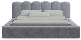 Letto matrimoniale imbottito grigio scuro con contenitore con griglia 140x200 cm Mano - Makamii