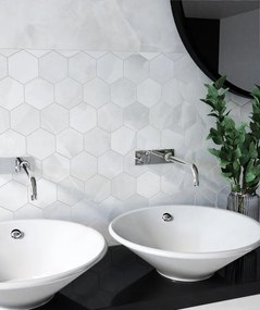 Piastrella Mosaico in gres porcellanato Venus bianco lucido L 7.5 x L 41.5cm x Sp. 9 mm, 7 pezzi