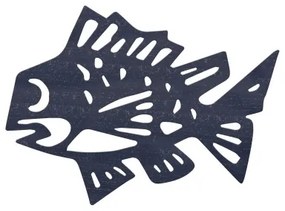 Quadro Pesce Metallo Blu Marino 36 x 26 cm