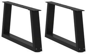 Gambe Per Tavolo Da Pranzo A V 2 Pz Nero 50x(30-31,3)cm Acciaio /