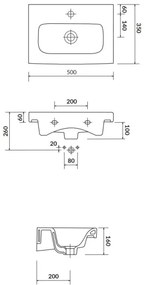 Cersanit K116-008 - Lavabo incasso MODUO SLIM 35x50 cm ceramica bianco lucido