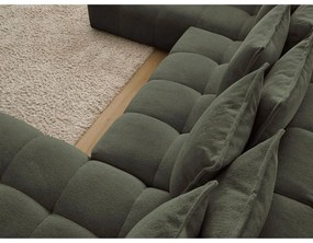 Divano angolare verde allungabile e con contenitore (penisola a sinistra/a U) con rivestimento in ciniglia Everest – Bobochic Paris