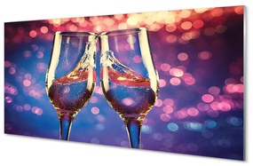 Quadro vetro Bicchieri colorati sfondo champagne 100x50 cm
