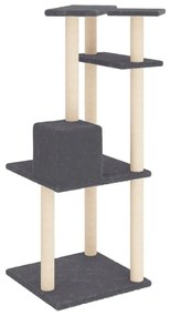 Albero per gatti con tiragraffi in sisal grigio scuro 123 cm