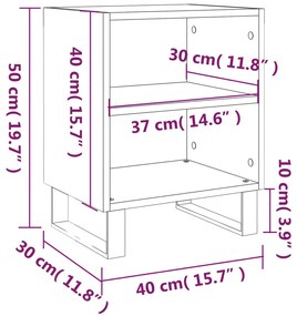 Comodini Rovere Fumo 2 pz 40x30x50 cm in Legno Multistrato