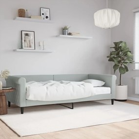 Divano letto con materasso grigio chiaro 90x200 cm in velluto