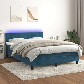 Letto A Molle Con Materasso E Led Blu Scuro 140x200 Cm /