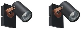 Set di 2 lampade da parete metallo nero/rame KLIP Beliani