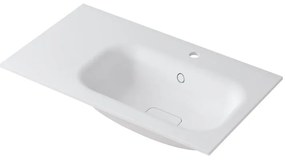 Lavabo a incasso rettangolare vasca a destra L 90.5 x H 15 x P 46 cm in resina bianco lucido