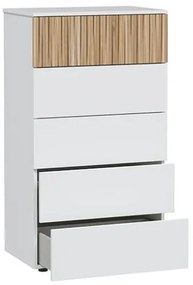 Cassettiera 5 Cassetti 61x40x109 Settimanale Ethna Bianco E Rovere Listato