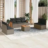 Set Divano da Giardino 8 pz con Cuscini Grigio in Polyrattan 3259967