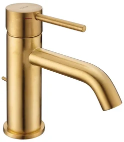 Rubinetto per lavabo a canna bassa TAYRONA oro spazzolato satinato HUBER H 16.4 cm