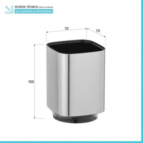 Porta spazzolini in plastica color argento satinato e nero Lumina