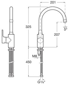 Roca A5A8409C00 - Miscelatore lavabo L20 32,5 cm cromo lucido