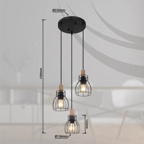 Globo 15326-3H1 - Lampadario a sospensione con filo MINA 3xE27/40W/230V