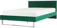 Letto Imbottito Velluto Verde Super King Size 180 x 200 cm Testiera Verde Gamba Argento Glam