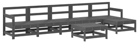 Set divani da giardino 7pz con cuscini in legno massello grigio