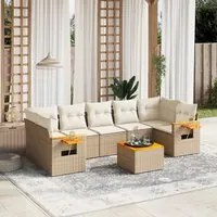 Set Divano da Giardino 8 pz con Cuscini Beige in Polyrattan 3226653