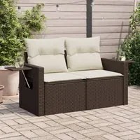 Divano da Giardino a 2 Posti con Cuscini in Polyrattan Marronecod mxl 111725