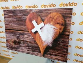 Stampa su tela – Croce su sfondo di legno