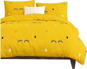 Set copripiumino e federa da bambini giallo per letto singolo 140x200 cm Dide – Mijolnir