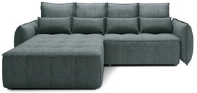 Divano angolare verde allungabile/con contenitore (con penisola a sinistra/con chaise lounge) e rivestimento in velluto Campo – ELTAP