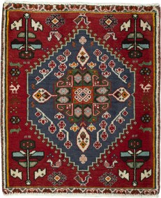 Shiraz Tappeto 70x60 Blu (Iran) Annodato A Mano