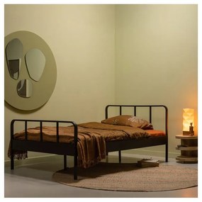 Letto singolo in metallo nero con griglia 120x200 cm Mees - WOOOD
