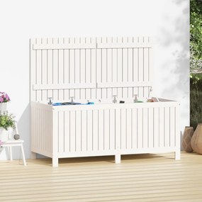 Contenitore Da Giardino Bianco 147x68x64 Cm Legno Massello Pino /