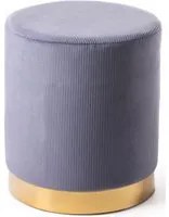 Flu Pouf da camera in velluto a coste grigio con base oro 36x40 cm