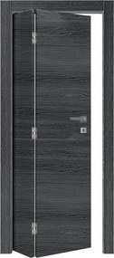 Porta interna pieghevole a libro asimmetrica Oxford in legno colore antracite, L 80 x H 210 cm, apertura a sinistra
