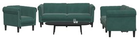 Set Di Divani 3 Pz Verde Scuro İn Velluto /