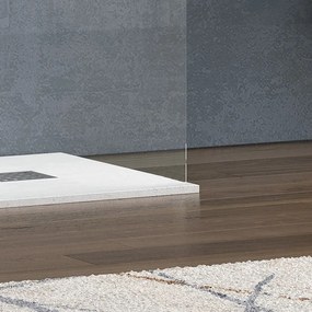 Kamalu - Doccia walk-in 150cm con staffe bianche vetro trasparente KW3000B