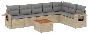 Set divano da giardino 8 pz con cuscini beige in polyrattan