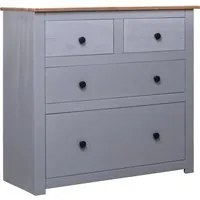 Credenza Grigia 80x40x83 cm in Legno Massello di Pino Panama 282656