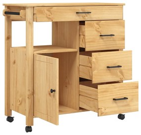 Carrello da cucina monza 84x40x90 cm in legno massello di pino