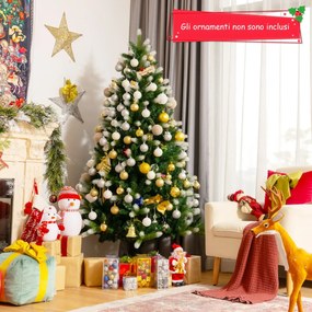 Costway Albero di Natale innevato 180cm con 850 rami in PVC, Pino realistico con base pieghevole di metallo per casa