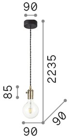 Sospensione Rustica-Country Frida Metallo Ottone Brunito 1 Luce E27