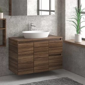 Mobile bagno 100cm sospeso con due cassetti e due ante TOD-100PS - KAMALU