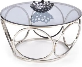 Tavolino da caffè Venus in vetro fumé/argento - ø80/44 cm