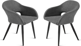 Sedia imbottita in tessuto Antracite con struttura in metallo WEST 2 sedie