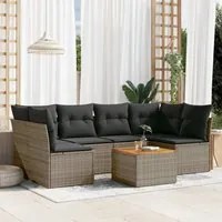 Set Divani da Giardino 7 pz con Cuscini Grigio in Polyrattancod mxl 92441