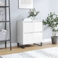 Credenza Bianco Lucido 60x35x70 cm in Legno Multistrato 831222