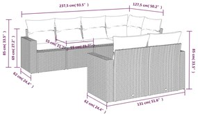 Set Divani da Giardino 7 pz con Cuscini Marrone in Polyrattan