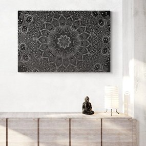 Stampa su tela – Mandala orientale in bianco e nero