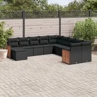 Set Divani da Giardino 11 pz con Cuscini in Polyrattan Nero 3228246