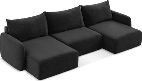 Divano angolare nero allungabile/con contenitore Kalena – Makamii
