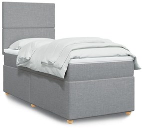 Giroletto A Molle Con Materasso Grigio Chiaro 80x200 Cm Tessuto /