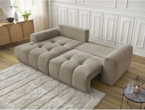 Divano angolare beige allungabile/con contenitore (con penisola a sinistra/con chaise lounge) con rivestimento in ciniglia Roxelane – Bobochic Paris